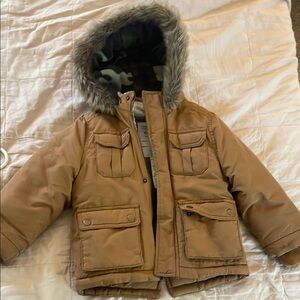 Carter's Brown Puffer Jacket with Faux Fur Hood